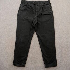 All Saints Pants Mens 32 Black Salco Chino Pleated Mid Rise Button Fly Streetwea